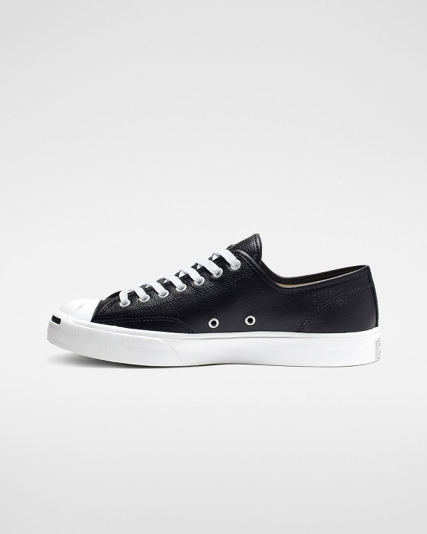 Tenis Converse Jack Purcell Couro Cano Baixo Feminino Pretas Branco | PT M08T370